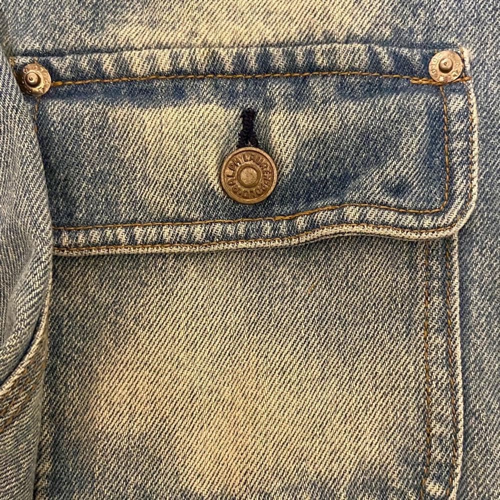 Polo Ralph Lauren Vintage Indian Head Native American Jean Jacket Denim Large - Picture 4 of 7